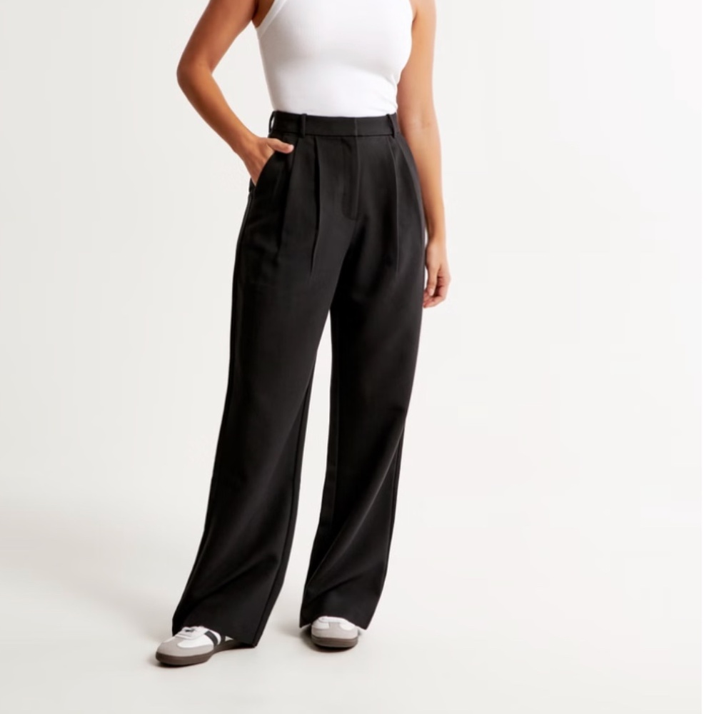 Abercrombie & Fitch Curve Love A&F Sloane Tailored Wide Leg Pant